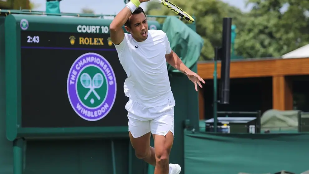 El tenista boliviano Hugo Dellien, en su participaci&oacute;n en Wimbledon./ HUGO DELLIEN