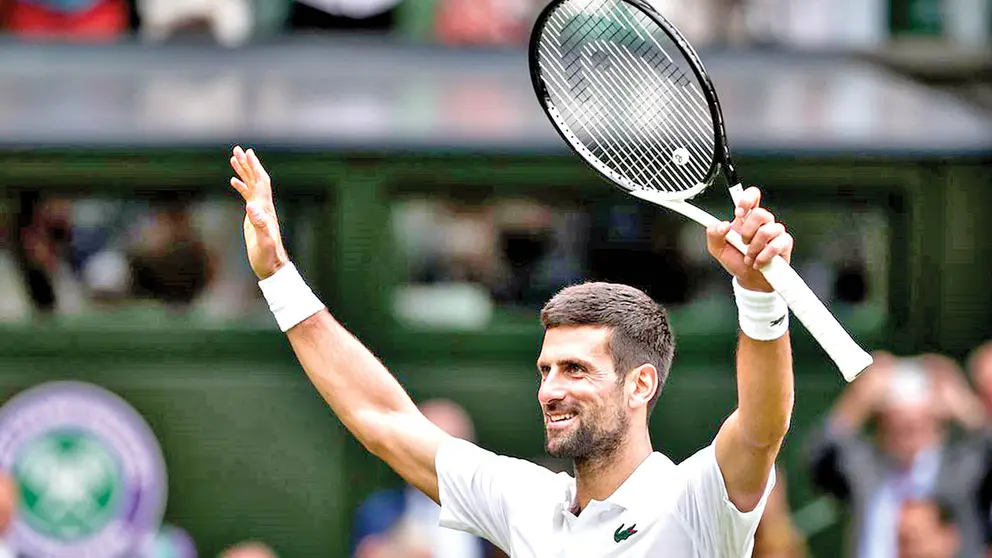 Novak Djokovic celebra un triunfo en Wimbledon./ FSB NATION