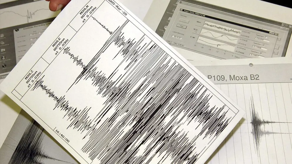 Varios gr&aacute;ficos muestran una se&ntilde;al originada por un sismo, en una fotograf&iacute;a de archivo./ EFE