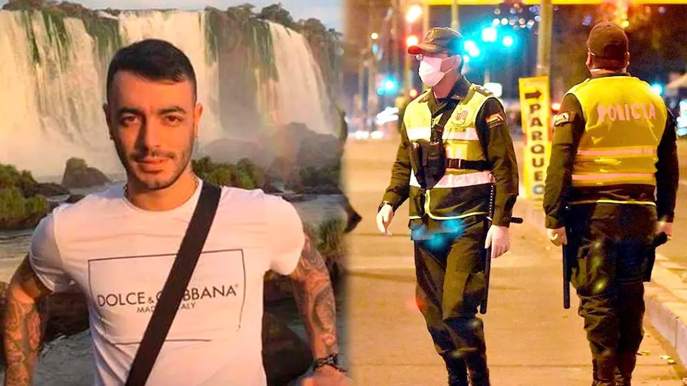 El uruguayo Sebasti&aacute;n Marset junto a una imagen de polic&iacute;as en Cochabamba realizando controles. COMPOSICI&Oacute;N OPINI&Oacute;N