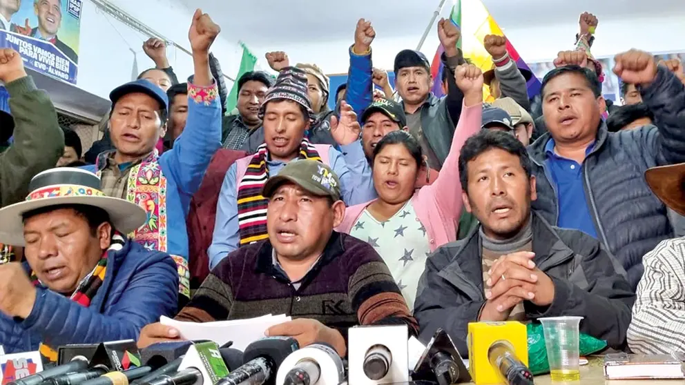 Campesinos del ala "evista" que amenazan con bloqueos./ ERBOL