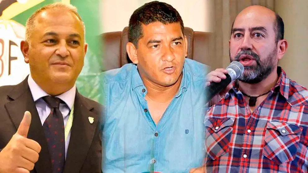 El presidente de la FBF Fernando Costa (i) el titular de Vaca Diez (c) el presidente de Wilsterman Omar Mustaf&aacute;. COMPOSICI&Oacute;N OPINI&Oacute;N