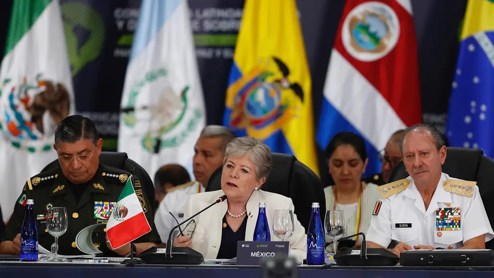 Alicia B&aacute;rcena, secretaria de Relaciones Exteriores de M&eacute;xico, habla este 9 de septiembre de 2023 durante la Conferencia Latinoamericana y del Caribe sobre Drogas, en Cali (Colombia)./ EFE