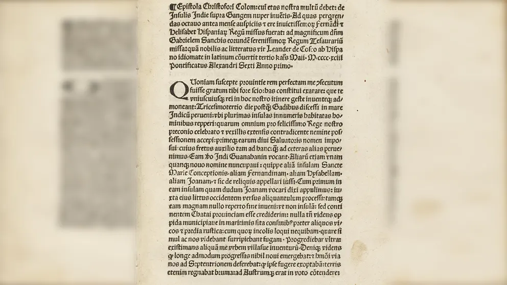 Fotograf&iacute;a cedida por Christie's donde se muestra una de las cuatro p&aacute;ginas que conforman la ep&iacute;stola conocida como De insulis nuper inventus (De las islas reci&eacute;n descubiertas). EFE