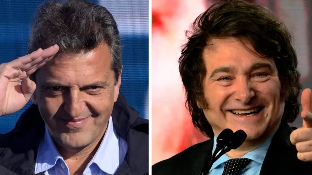 Sergio Massa (i) y Javier Milei, uno de los dos ser&aacute; presidente de la Argentina. EL PA&Iacute;S URUGUAY