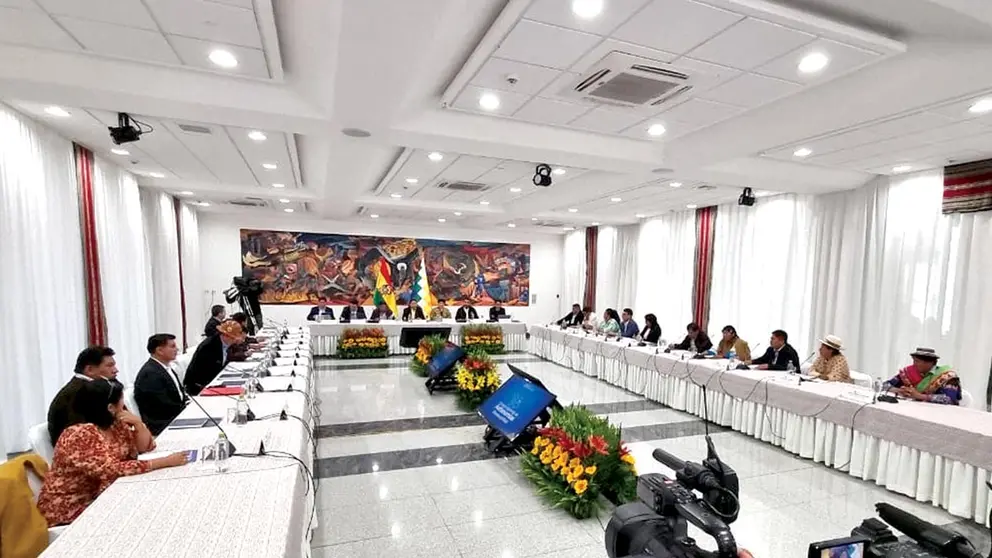Reunión del Consejo Nacional de Autonomías en la Casa Grande del Pueblo./ ERBOL