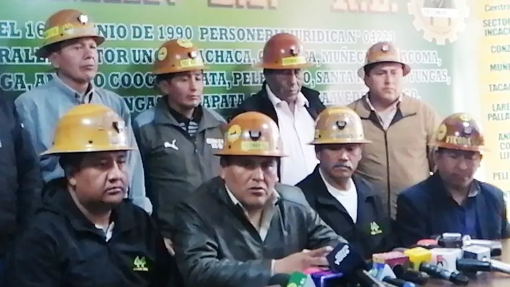 Mineros aur&iacute;feros se pronuncian ante los medios de prensa. ERBOL