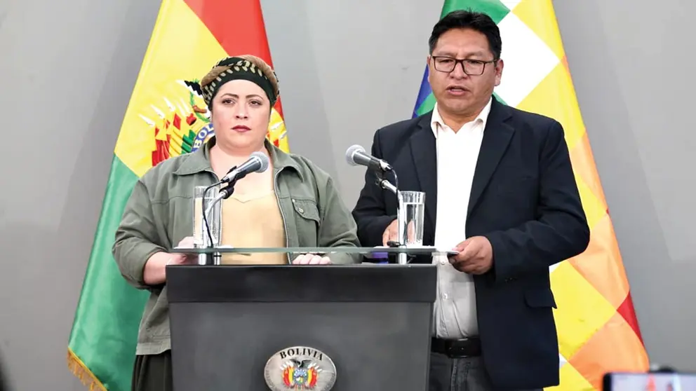 La ministra de la Presidencia, Mar&iacute;a Nela Prada, y el vicecanciller, Freddy Mamani./ ABI