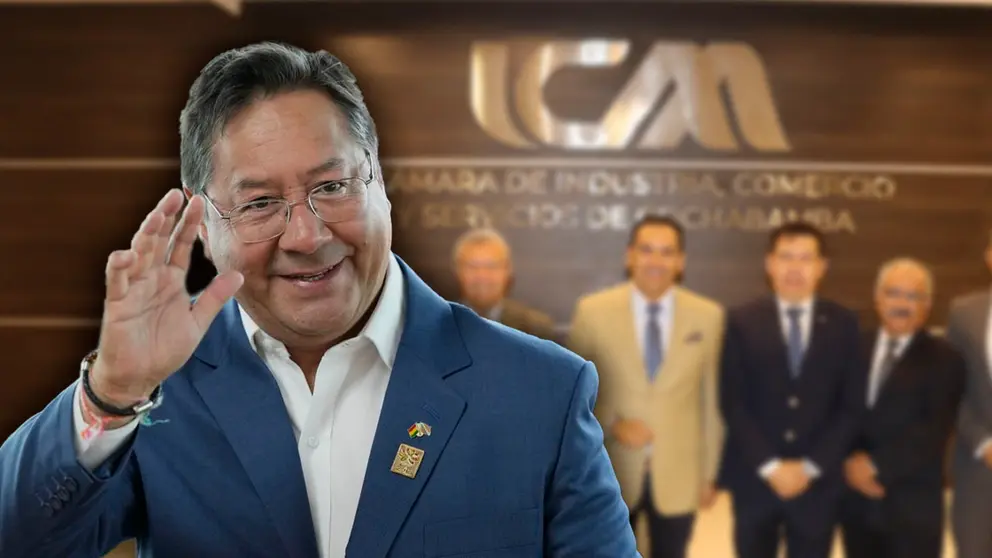 Una fotograf&iacute;a compuesta del directorio de la ICAM y el presidente Luis Arce. COMPOSICI&Oacute;N OPINI&Oacute;N
