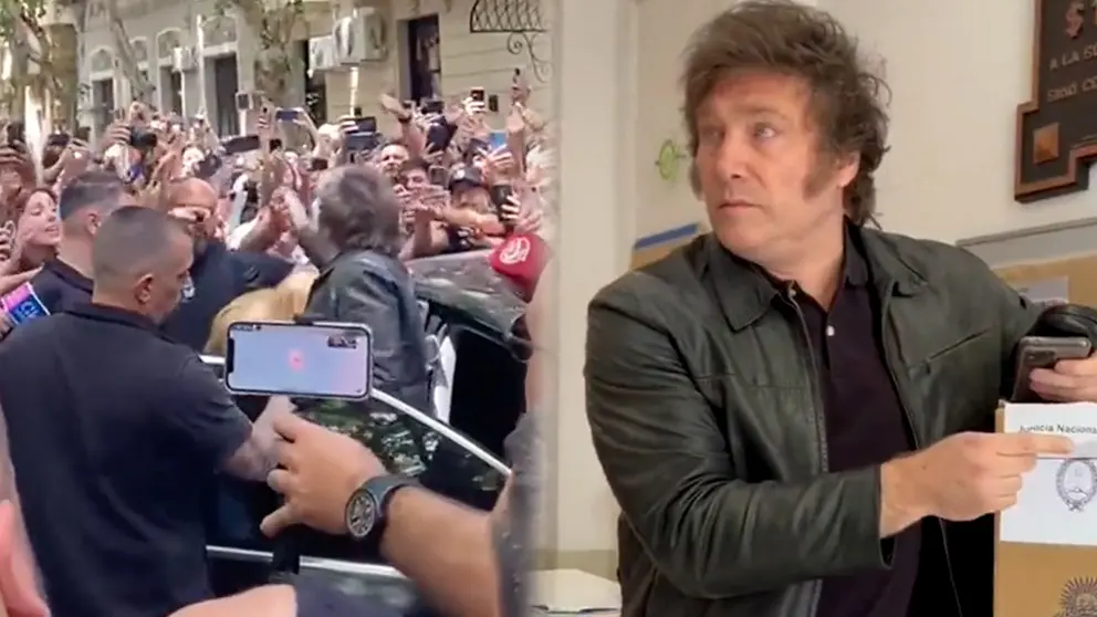 Milei baj&oacute; de un auto negro, levant&oacute; los brazos cual rockstar y lanz&oacute;: &lsquo;Que hablen las urnas&rsquo;