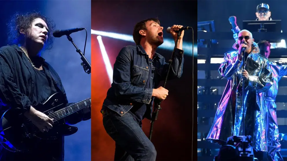 De izquierda a derecha: Los frontman de las bandas The Cure, Blur y Pet Shop Boys que se presentan en el Primavera Sound 2023