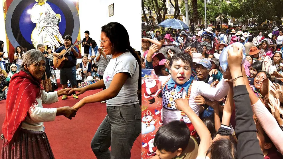 Adultos mayores y niños en campañas navideñas./ NOÉ PORTUGAL
