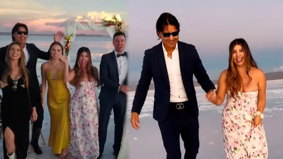 Marcelo Martins junto a su hermana, su pareja y sus amigos en el Salar de Uyuni. CAPTURA TIK TOK