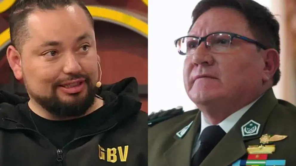 El investigador chileno Hugo Bustos (i) y el comandante de la Polic&iacute;a de Santa Cruz, Erick Holgu&iacute;n. Composici&oacute;n OPINI&Oacute;N
