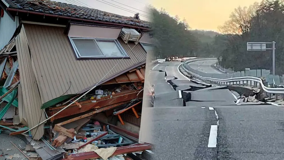 Una vivienda y una avenida destrozadas por el terremoto en Jap&oacute;n. CAPTURAS