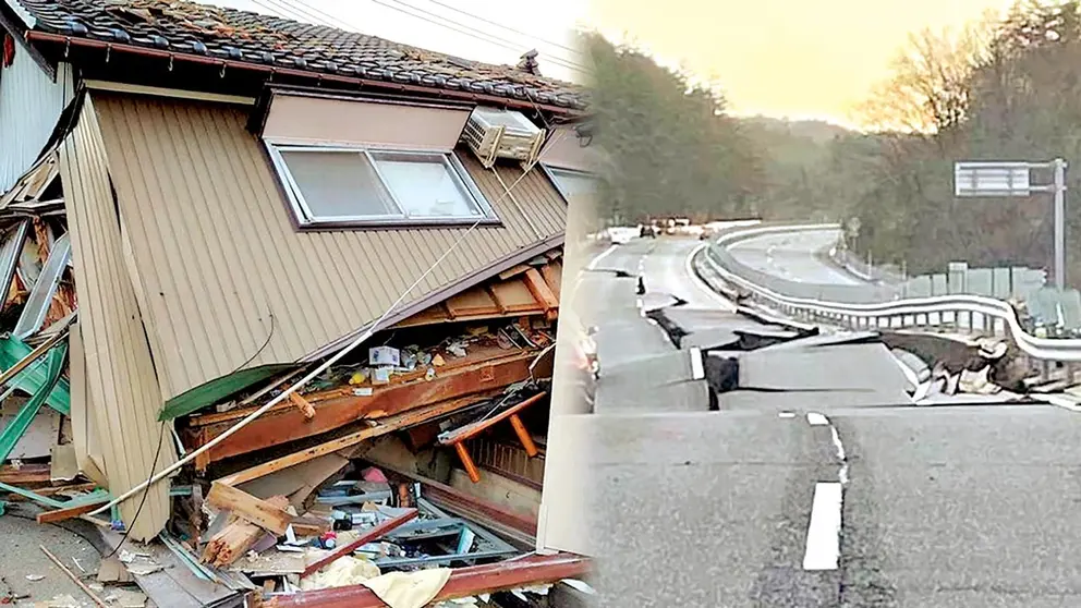 Una vivienda y una avenida destrozadas por el terremoto en Japón. / CAPTURAS