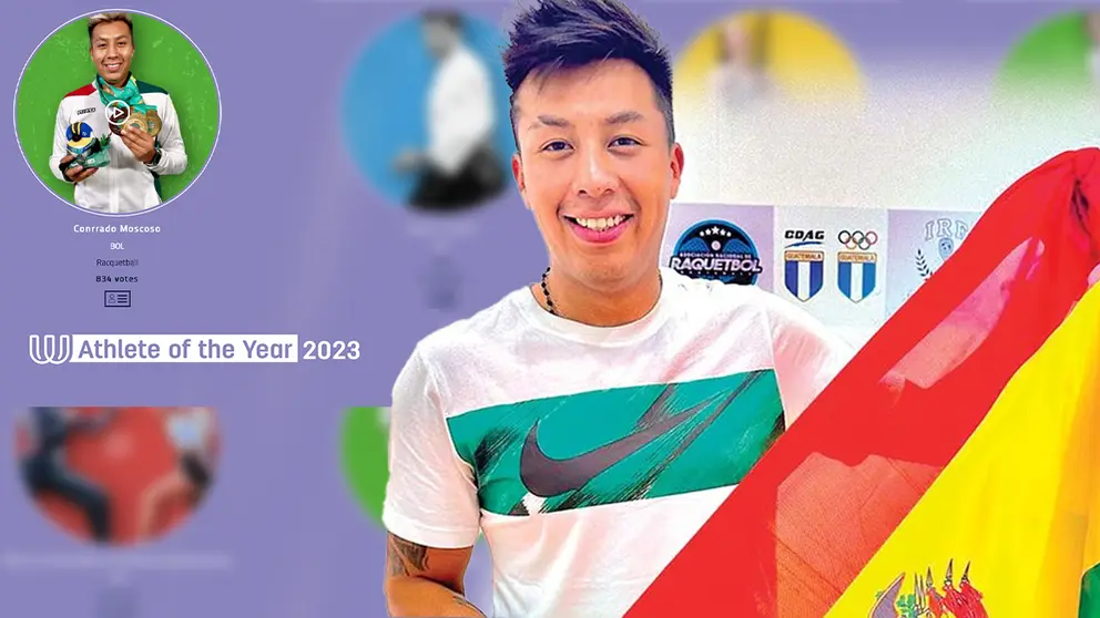 El raquetbolista boliviano Conrrado Moscoso lidera la votaci&oacute;n para elegir al &ldquo;Mejor deportista del mundo&rdquo;, promovida por The World Games. COMPOSICI&Oacute;N OPINI&Oacute;N