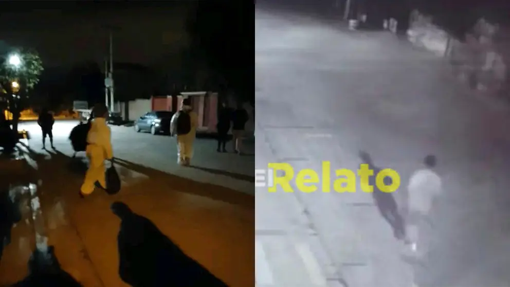 Personal del IDIF al momento de llegar a la escena del crimen y una imagen del presunto feminicida captado por las c&aacute;maras. RRSS y El Relato