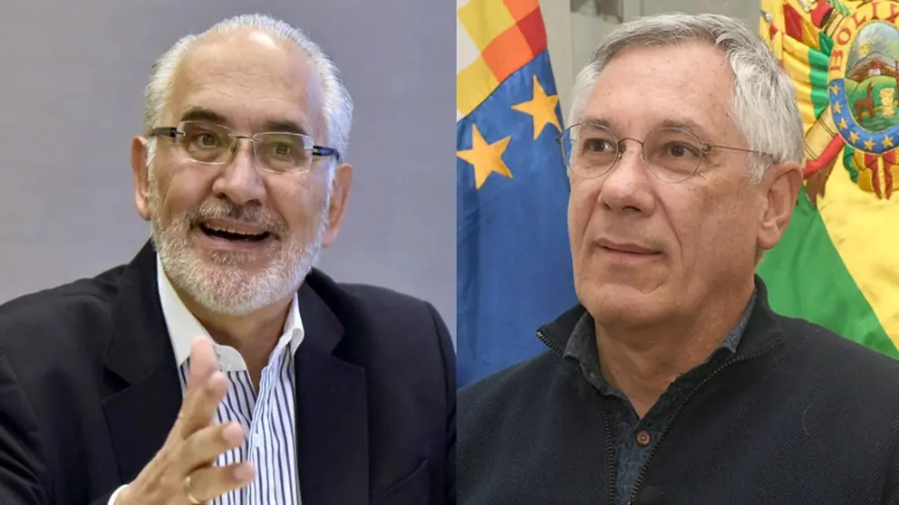 En el caso Lava Jato se investigan los gobiernos de Carlos Mesa (der.) y Eduardo Rodríguez Veltzé./ ARCHIVO