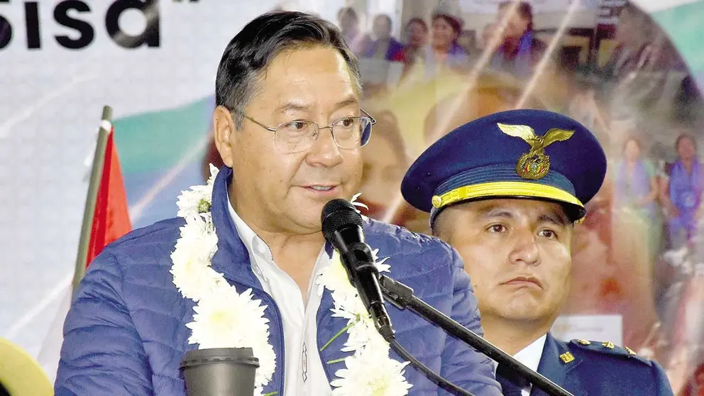 El presidente Luis Arce en una conferencia de prensa./ APG