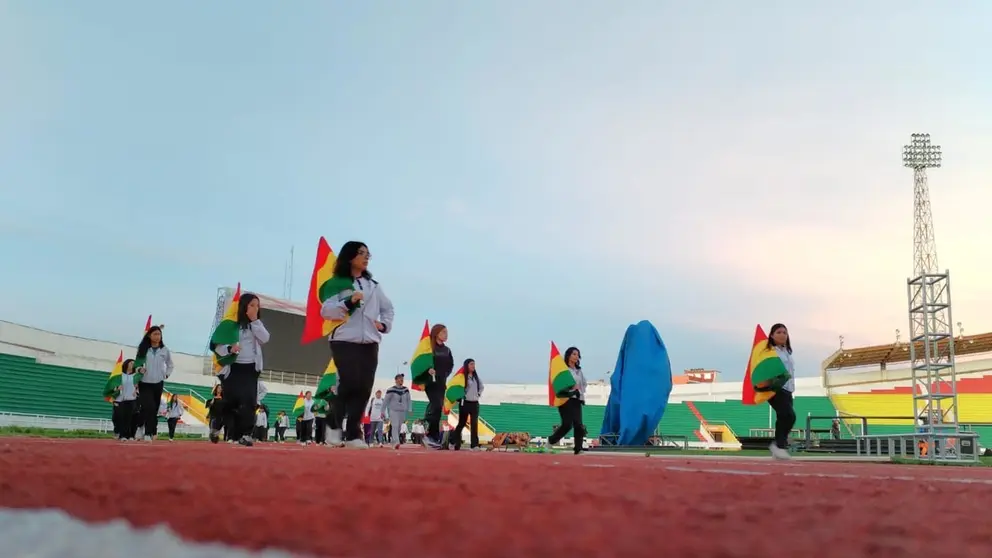 Una imagen de los ensayos previos a la ceremonia inaugural de los Juegos Bolivarianos de la Juventud Sucre 2024./ VICEMINISTERIO DE DEPORTES
