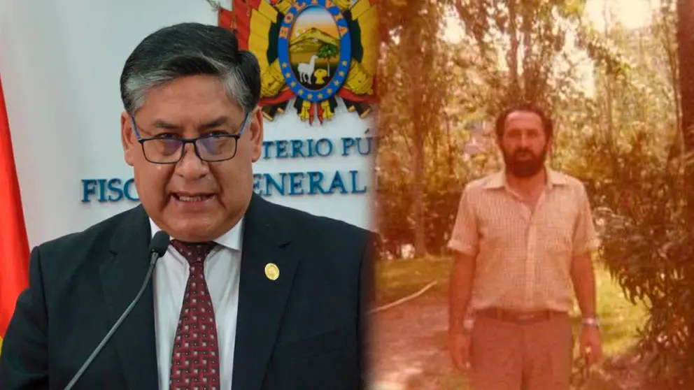 El fiscal Lanchipa y la fotograf&iacute;a del cura Alfonso Pedrajas./ ARCHIVO