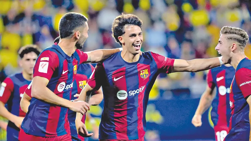 Joao Félix (c) festeja una conquista para el conjunto catalán en un partido anterior./  FACEBOOK FC BARCELONA