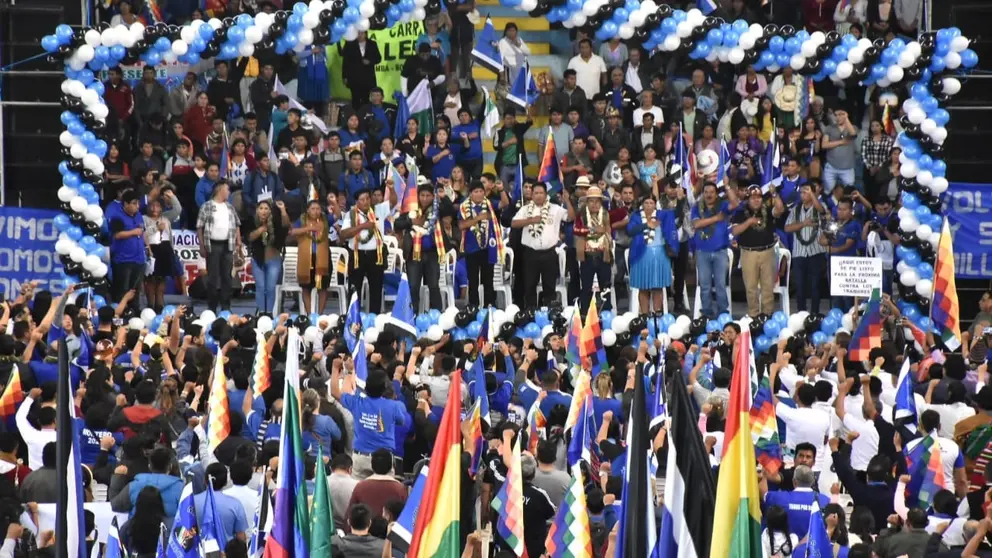 El inicio del ampliado nacional del ala evista del MAS-IPSP, este 18 de mayo. DICO SOL&Iacute;S