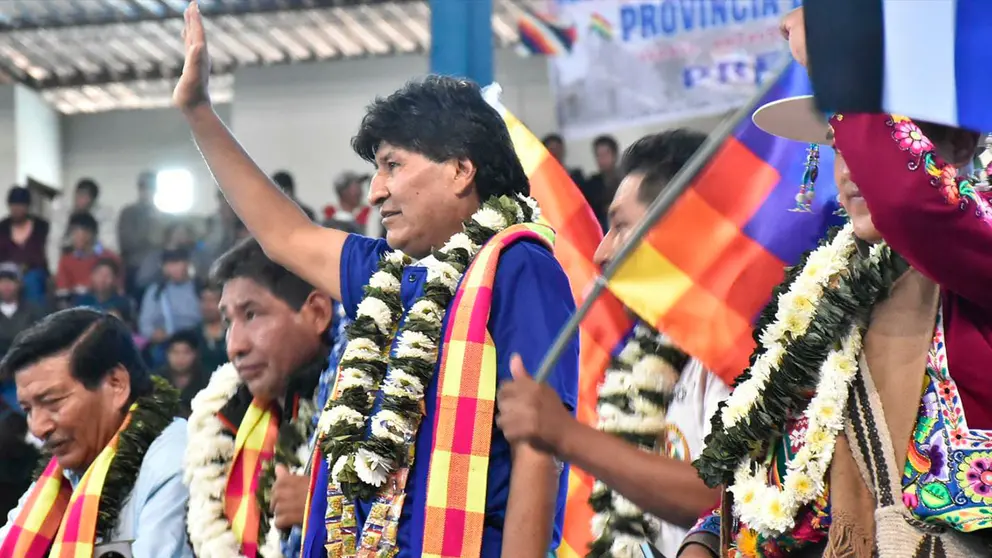 El expresidente Evo Morales, en el ampliado./ DICO SOL&Iacute;S