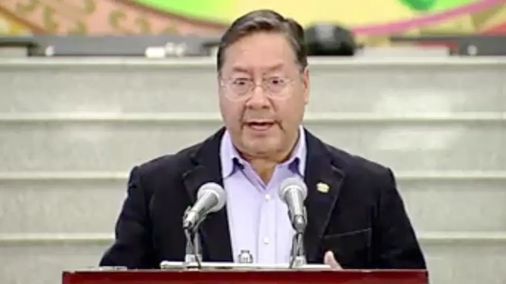 El presidente Luis Arce, en conferencia de prensa./ URGENTE.BO
