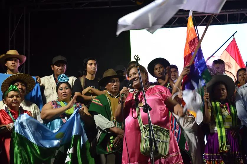 Wilma Mendoza, presidenta de la Cnamib, durante la inauguraci&oacute;n. NICOLE VARGAS