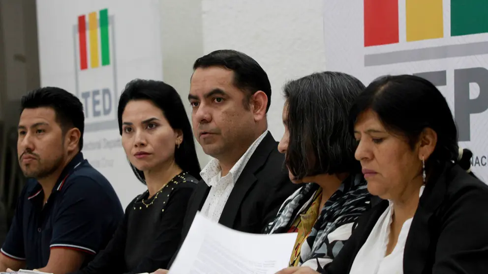 Conferencia de prensa del TSE, este martes./ APG
