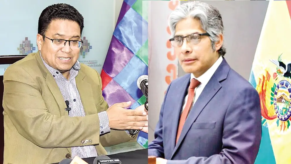 El procurador general del Estado, C&eacute;sar Siles (i), y el exprocurador Wilfredo Ch&aacute;vez, ahora alineado con el &ldquo;evismo&rdquo;./ COMPOSICI&Oacute;N OPINI&Oacute;N