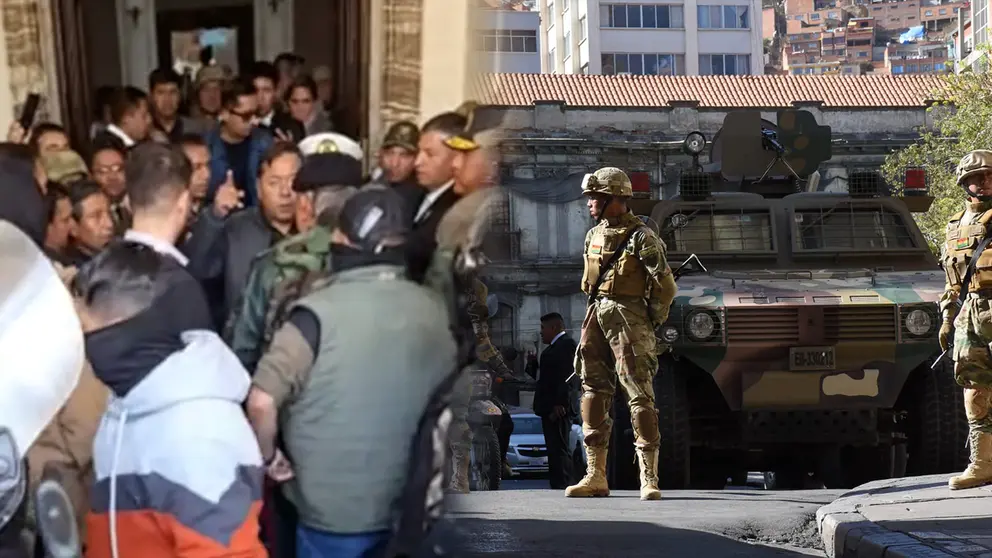 El cara a cara de Arce y Z&uacute;&ntilde;iga en puertas de Palacio Quemado. CAPTURA ERBOL