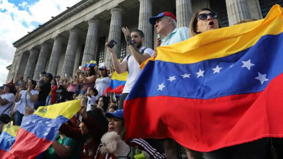 Migrantes venezolanos en una manifestaci&oacute;n./ ANC