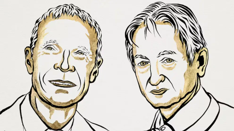Ilustraci&oacute;n de los dos premiados, John J. Hopfield y Geoffrey E. Hinton. EL PA&Iacute;S
