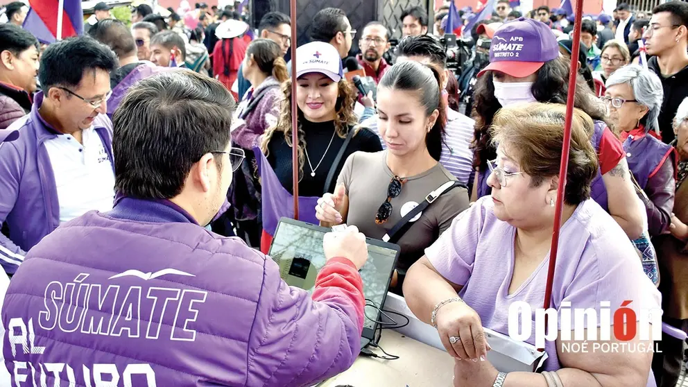 Imagen del registro de militantes para APB S&uacute;mate, en Cochabamba, en 2024. / DICO SOL&Iacute;S