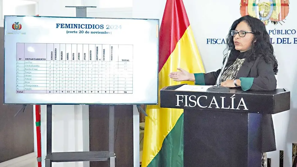 La directora de la de la Fiscal&iacute;a Especializada en Delitos Contra la Vida e Integridad Personal, Elizabeth Viveros, durante la conferencia de prensa./ FISCAL&Iacute;A