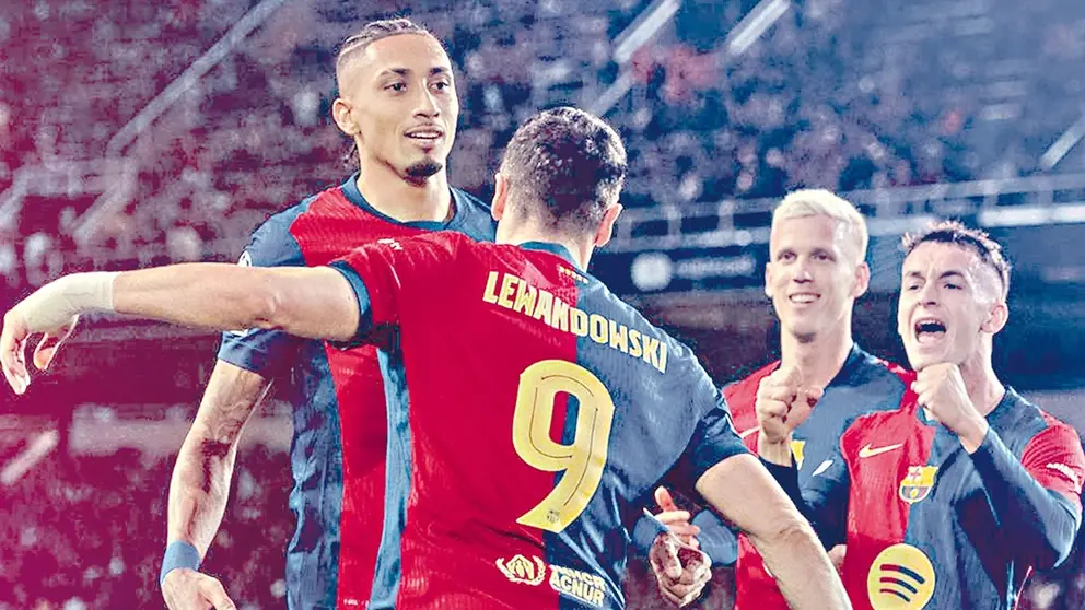 Jugadores blaugranas festejan una conquista./ FACEBOOK FC BARCELONA