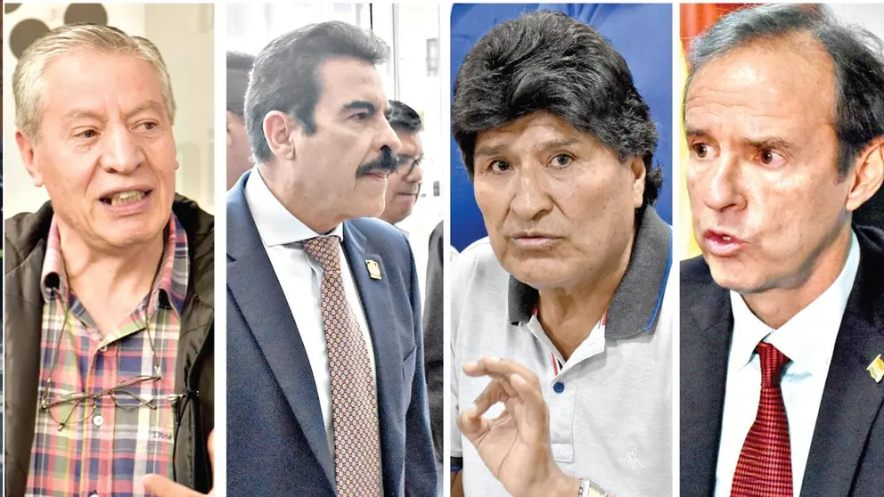 De izquierda a derecha, Carlos Börth, Manfred Reyes Villa, Evo Morales y Jorge Tuto Quiroga. /  COMPOSICIÓN OPINIÓN