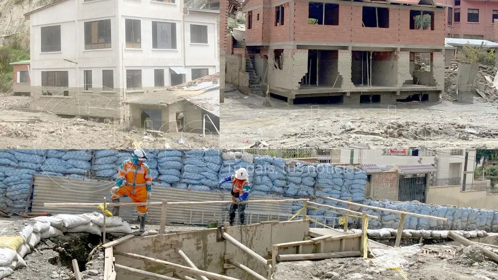 Los trabajos que realiza la alcaldía en Bajo Llojeta./ URGENTE.BO