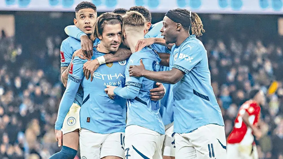 El Citizen festeja un gol en un compromiso anterior./ MANCHESTER CITY