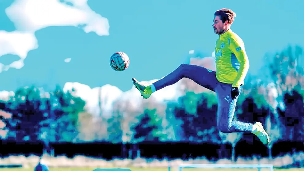 Kevin de Bruyne, en un entrenamiento del Citizen./  MANCHESTER CITY