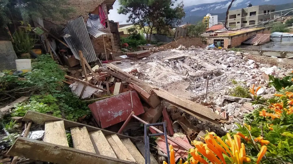 Una casa colapsada en la OTB Nuevo Amanecer, este 11 de marzo. DICO SOL&Iacute;S