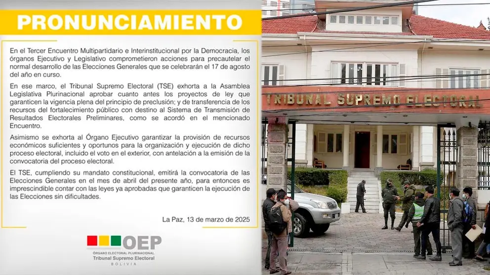 Pronunciamiento y frontis del TSE, este jueves. TSE Y ARCHIVO