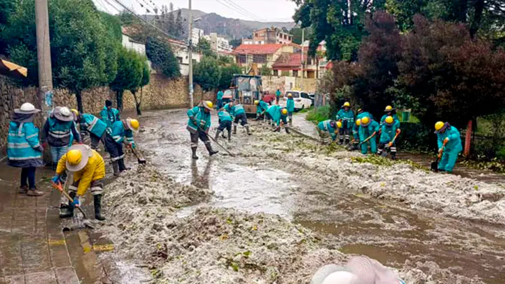 Trabajos en uno de los sectores afectados en La Paz. GAMLP
