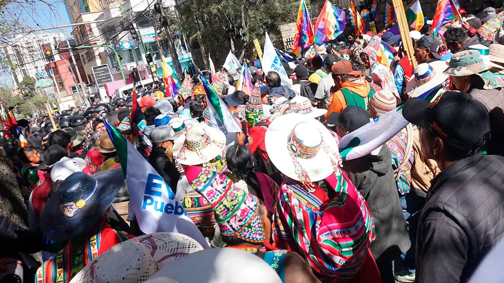 Marcha en La Paz, durante este viernes. APG