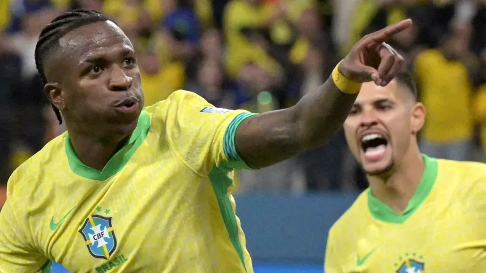 Vinicius Junior festeja el gol marcado ante Paraguay./ CONMEBOL