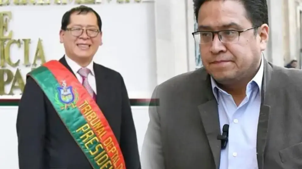 El exministro de Justicia, C&eacute;sar Siles (d) y el presidente del Tribunal de Justicia de La Paz, Yvan C&oacute;rdova (i). COMPOSICI&Oacute;N OPINI&Oacute;N