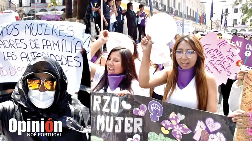 Fotograf&iacute;a ilustrativa de una marcha en Cochabamba contra la violencia hacia las mujeres./ NO&Eacute; PORTUGAL